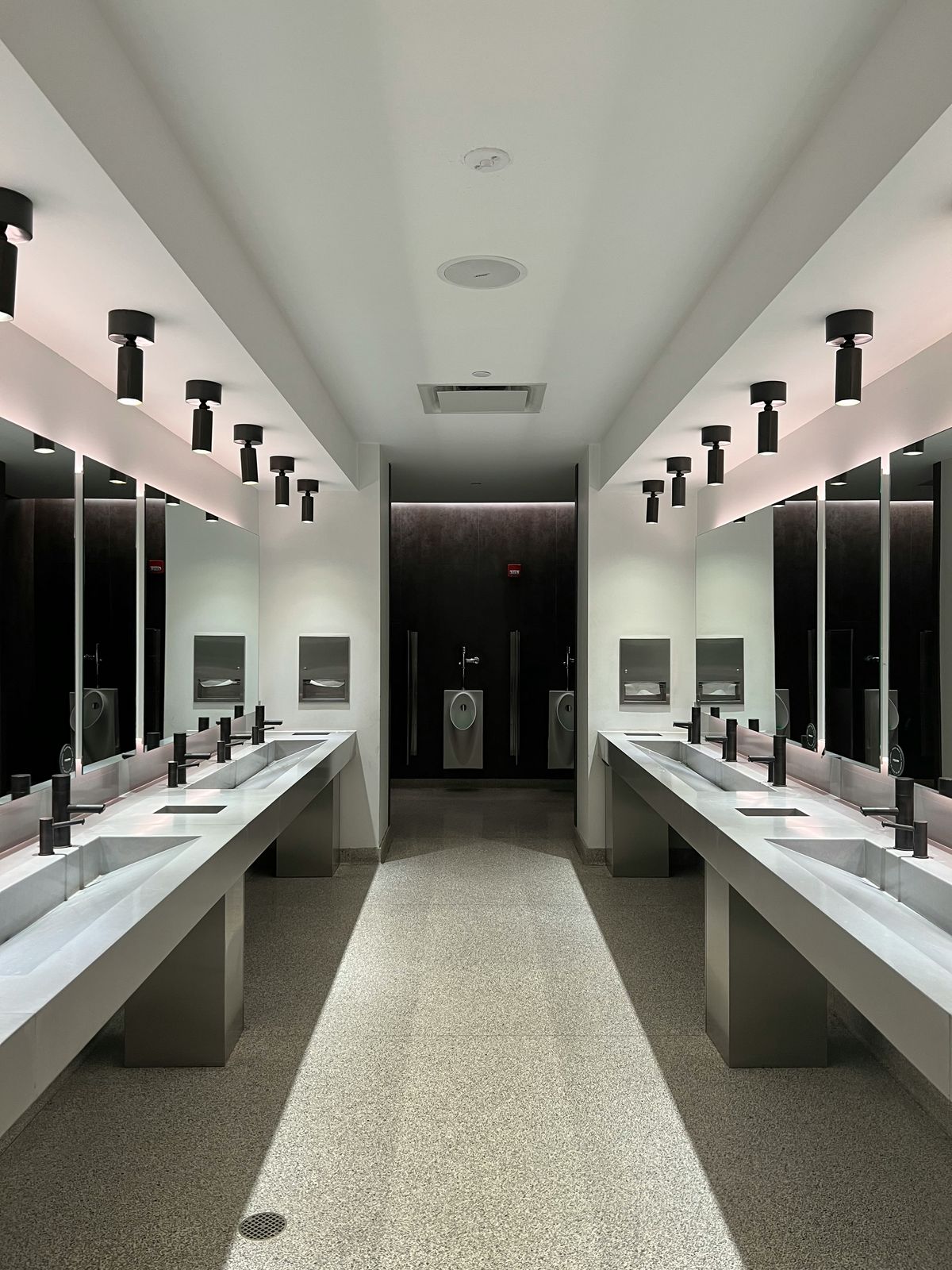 Refurbished commercial washroom interior